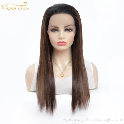 Vigorous wholesale soft straight high quality natural highlight hair synthetic heat resistant fiber for african american women